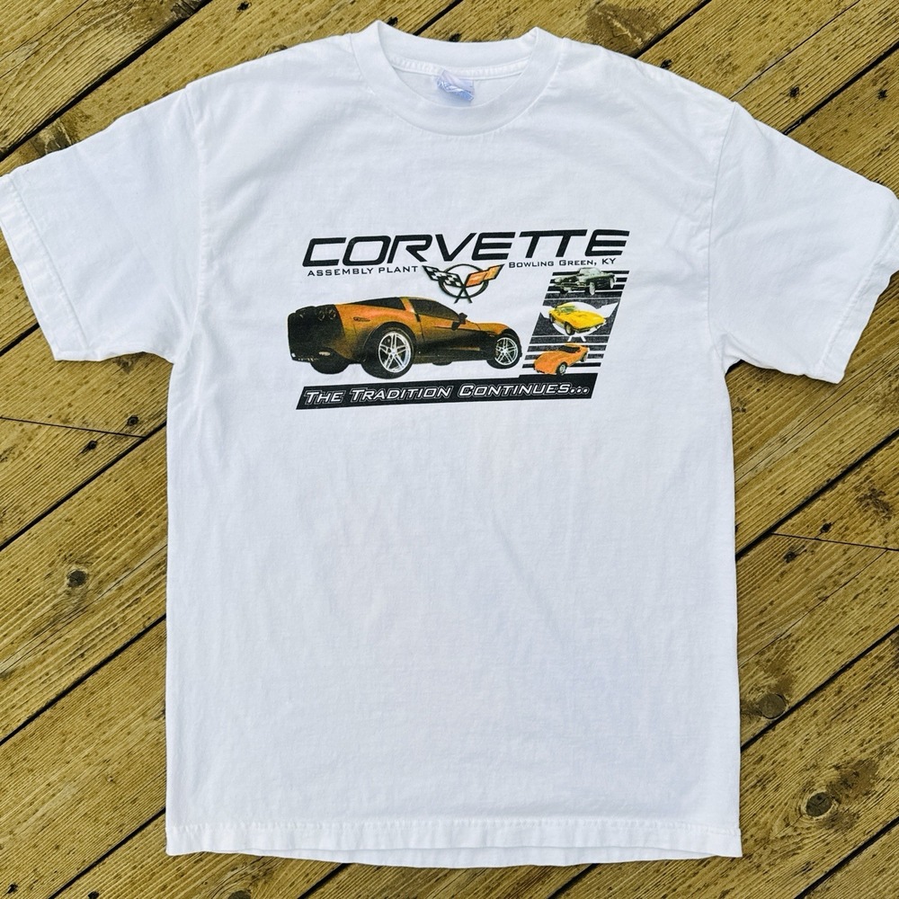 Vintage Corvette T Shirt USA Made Murina Chevy Car Graphic Tee L